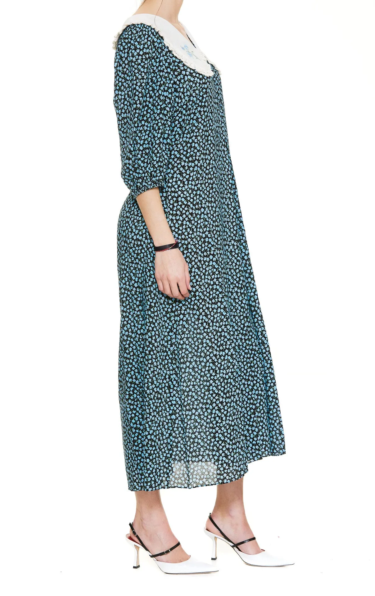 Rixo Floral Printed Flared Midi Dress