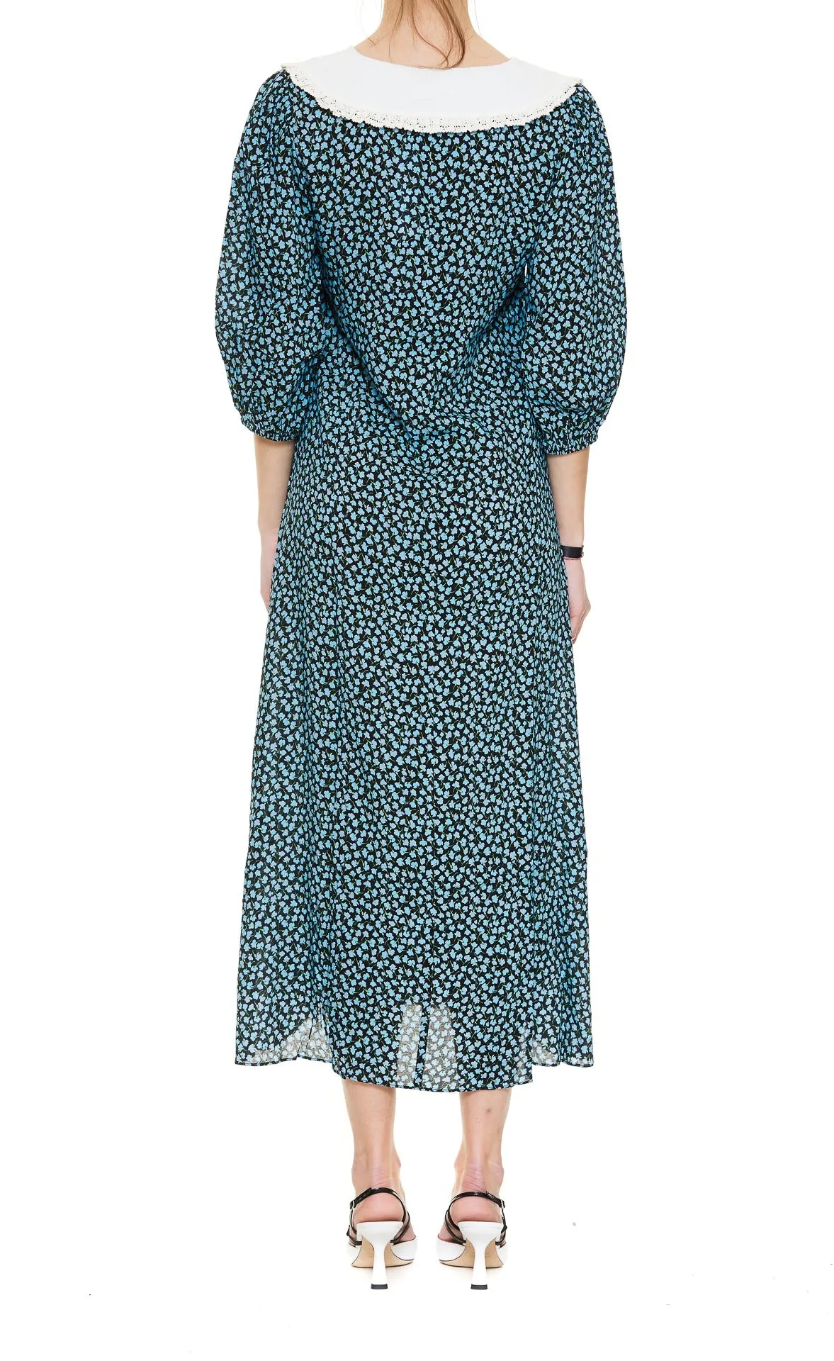 Rixo Floral Printed Flared Midi Dress