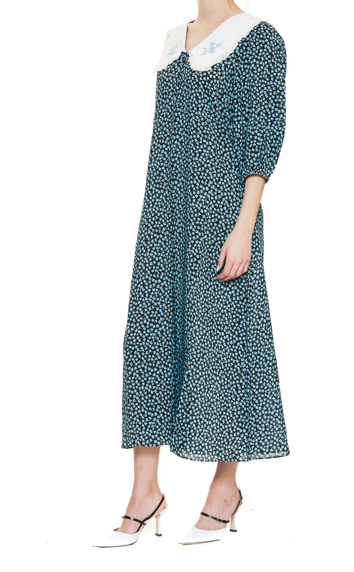 Rixo Floral Printed Flared Midi Dress