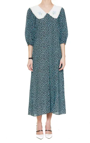 Rixo Floral Printed Flared Midi Dress