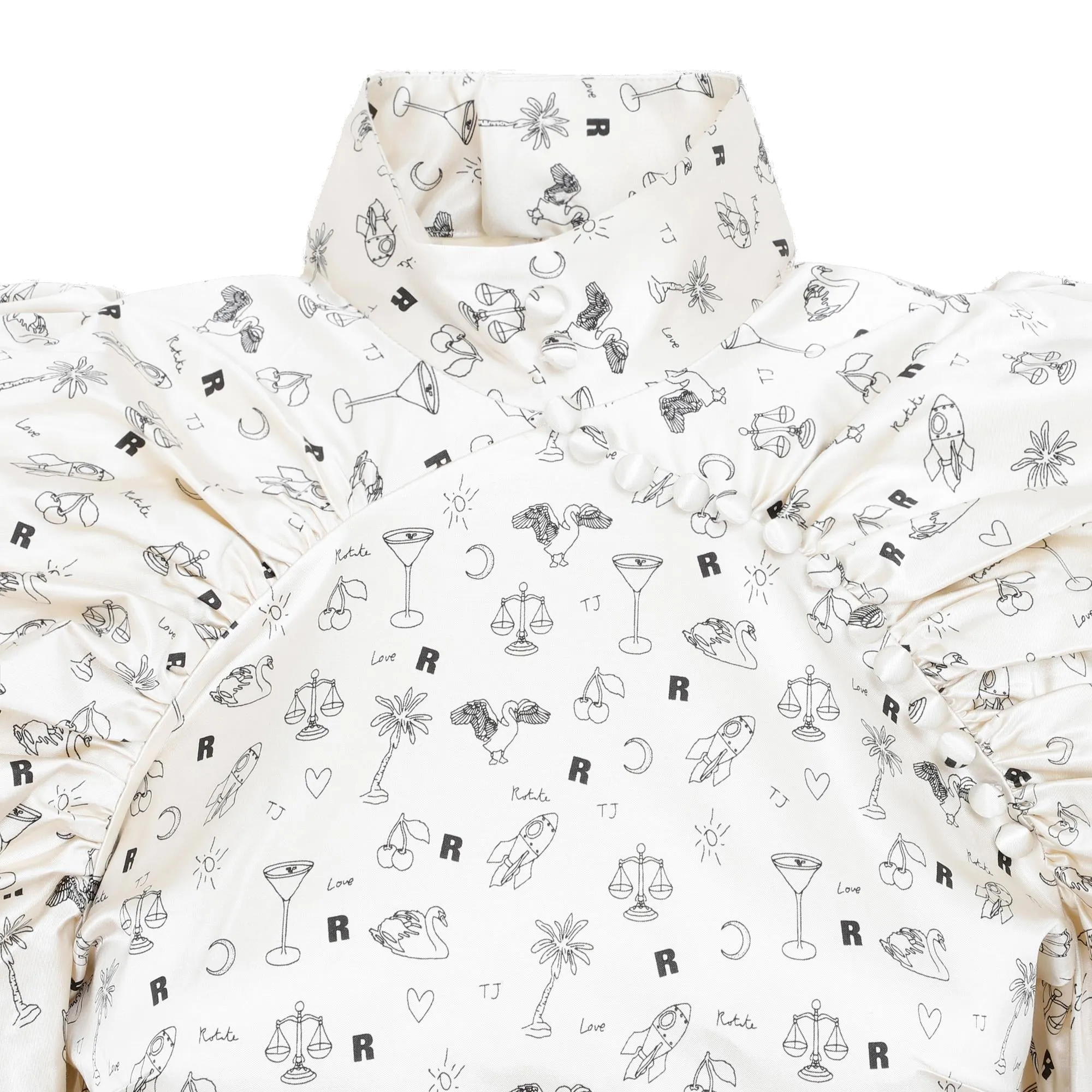 ROTATE Allover Contrast Print Mini Dress