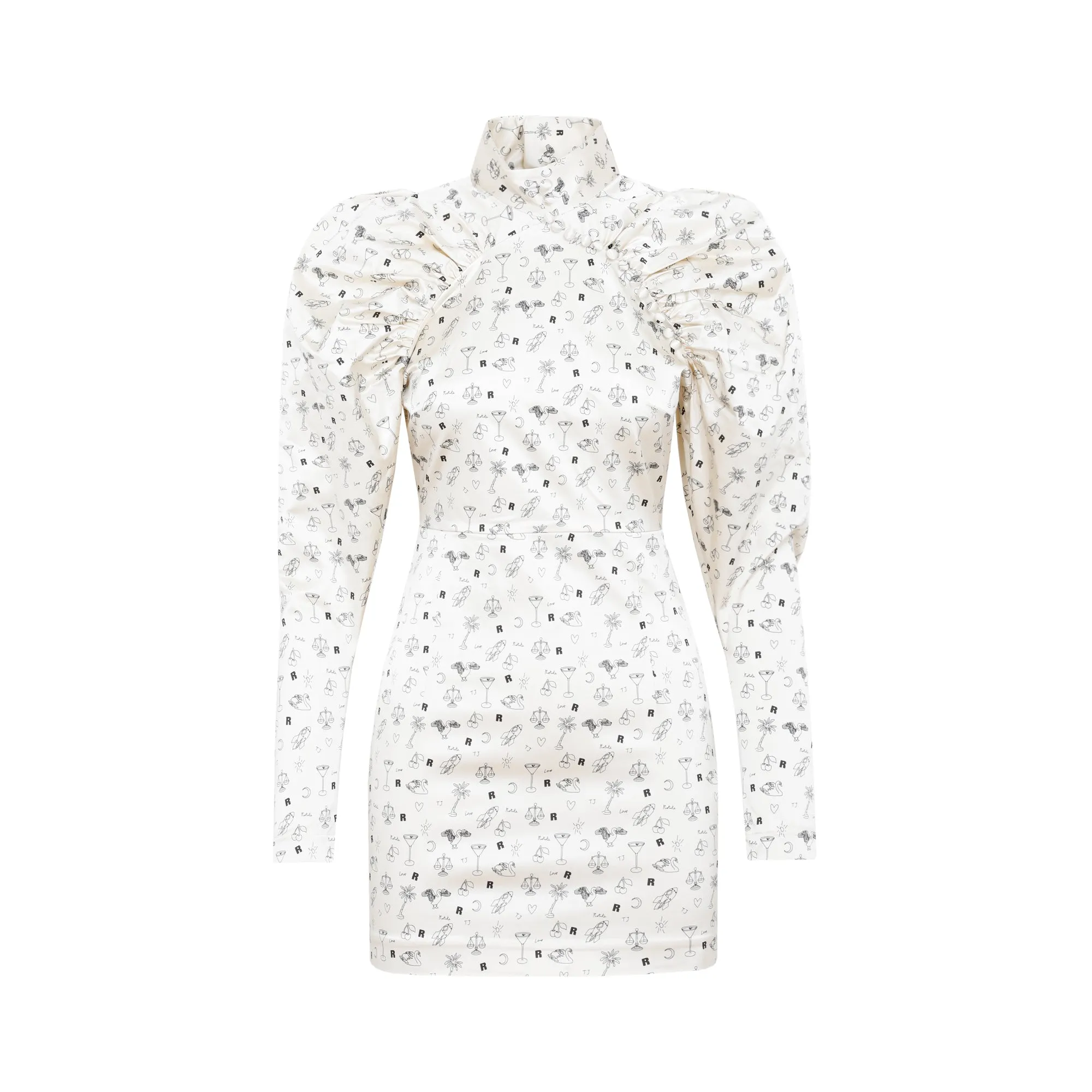 ROTATE Allover Contrast Print Mini Dress