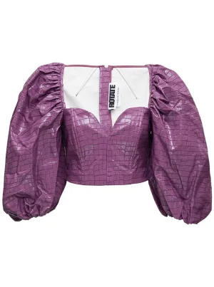 ROTATE Irina Puff Sleeved Cropped Top