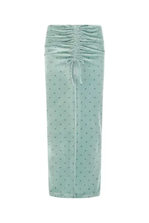 ROTATE Polka-Dot Gathered Detail Drawstring Skirt