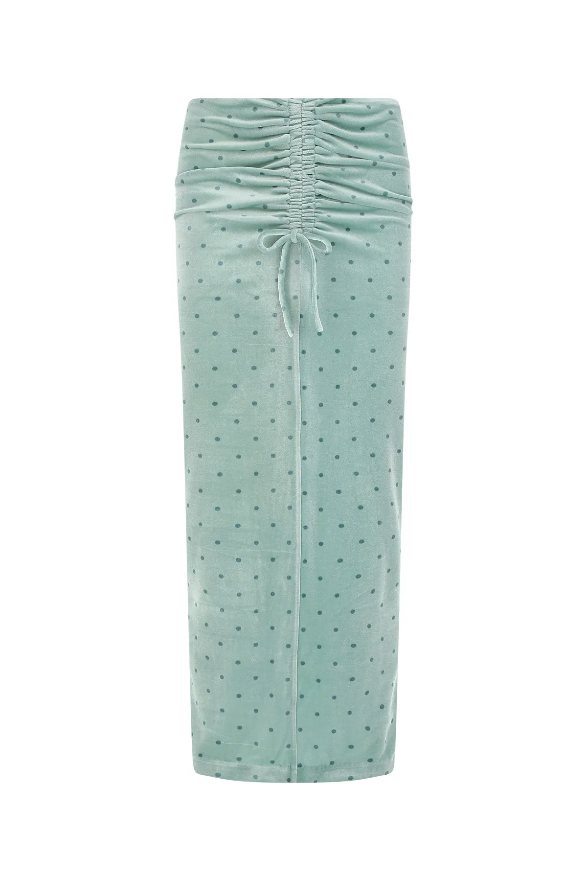 ROTATE Polka-Dot Gathered Detail Drawstring Skirt