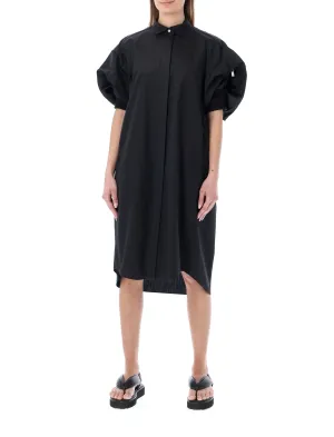 Sacai Balloon-Sleeved Midi Shirt Dress