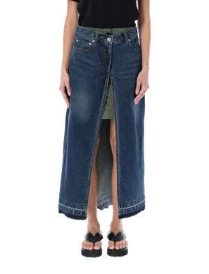 Sacai Layered Buttoned Denim Skirt