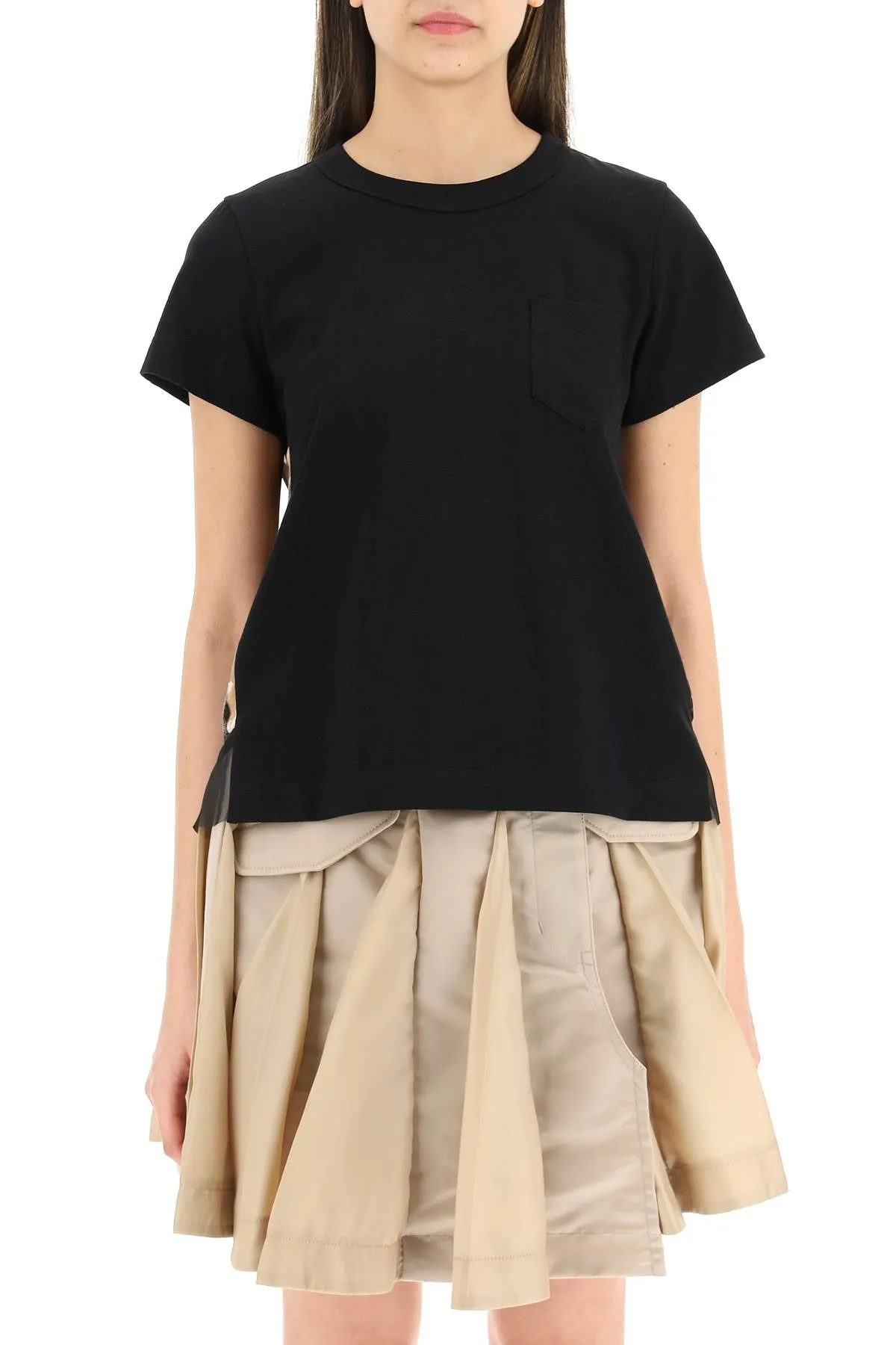 Sacai Leopard Print Panelled T-Shirt