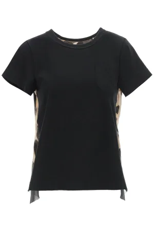 Sacai Leopard Print Panelled T-Shirt