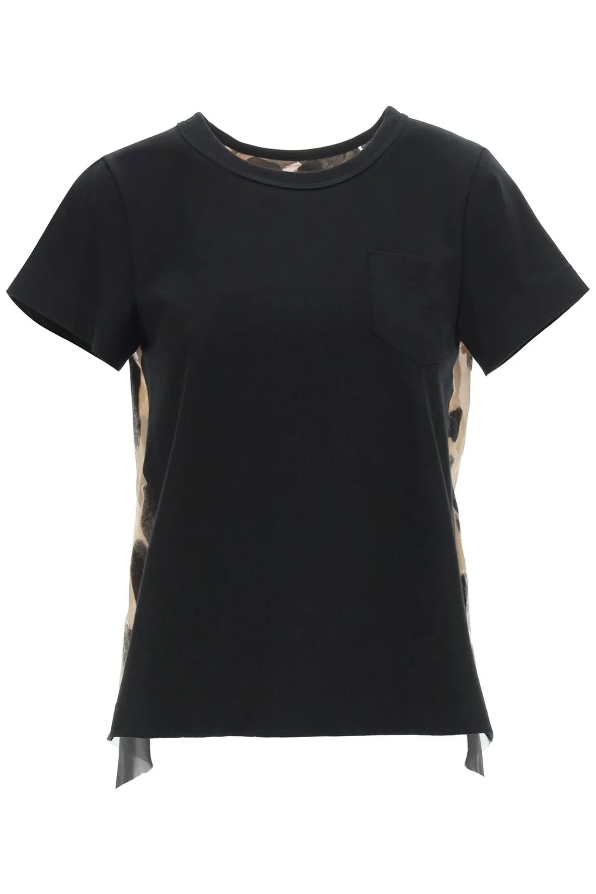 Sacai Leopard Print Panelled T-Shirt