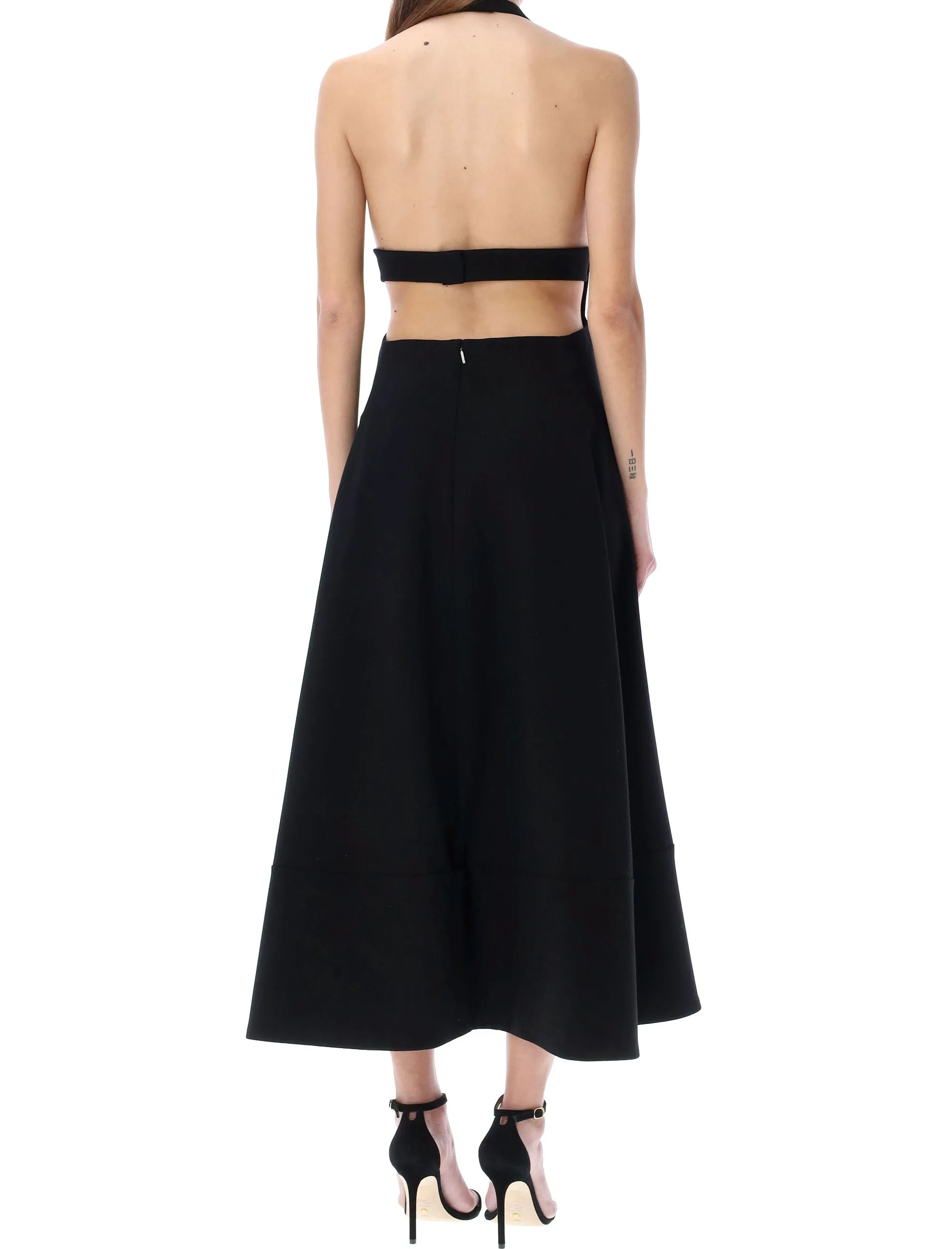 Saint Laurent Backless Flared Midi Dress