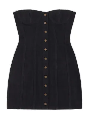 Saint Laurent Button Detailed Strapless Dress