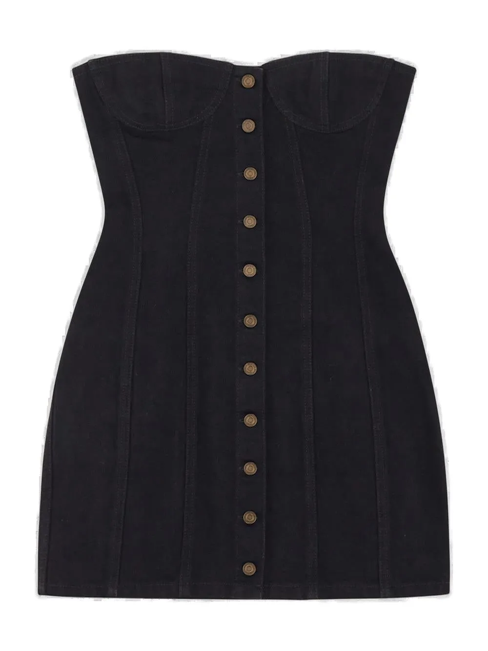 Saint Laurent Button Detailed Strapless Dress