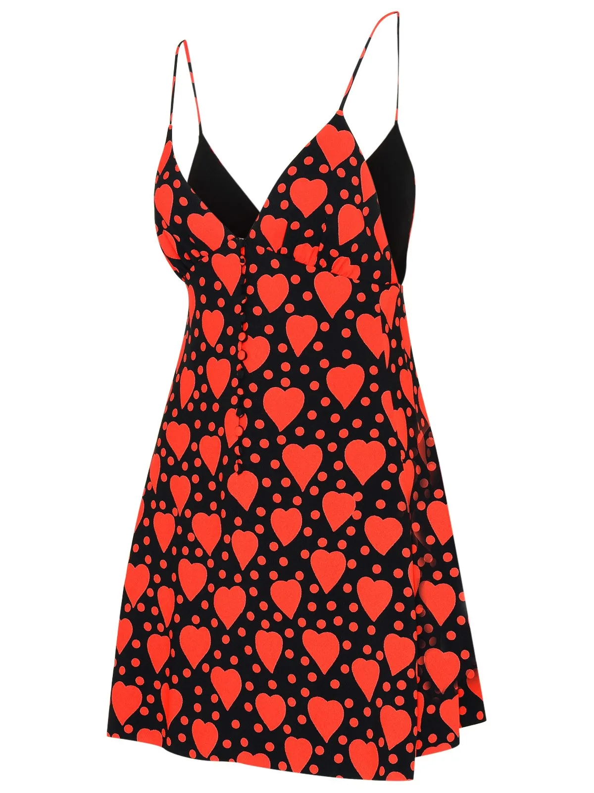 Saint Laurent Heart Polka-Dot Printed Dress