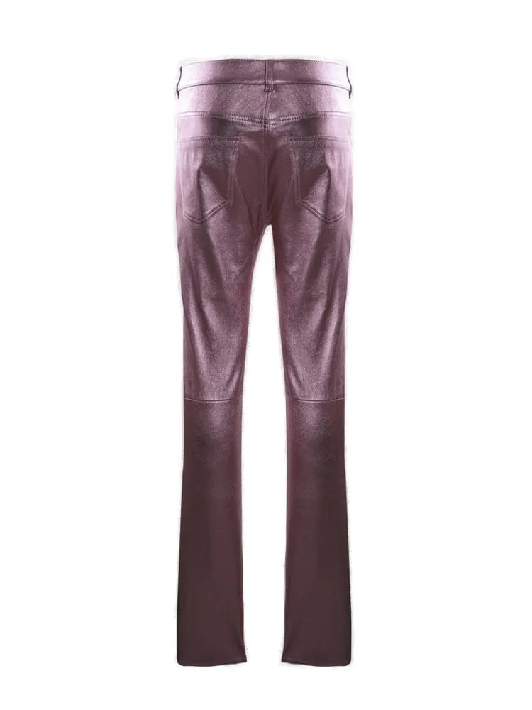 Saint Laurent High Waist Metallic-Finish Trousers