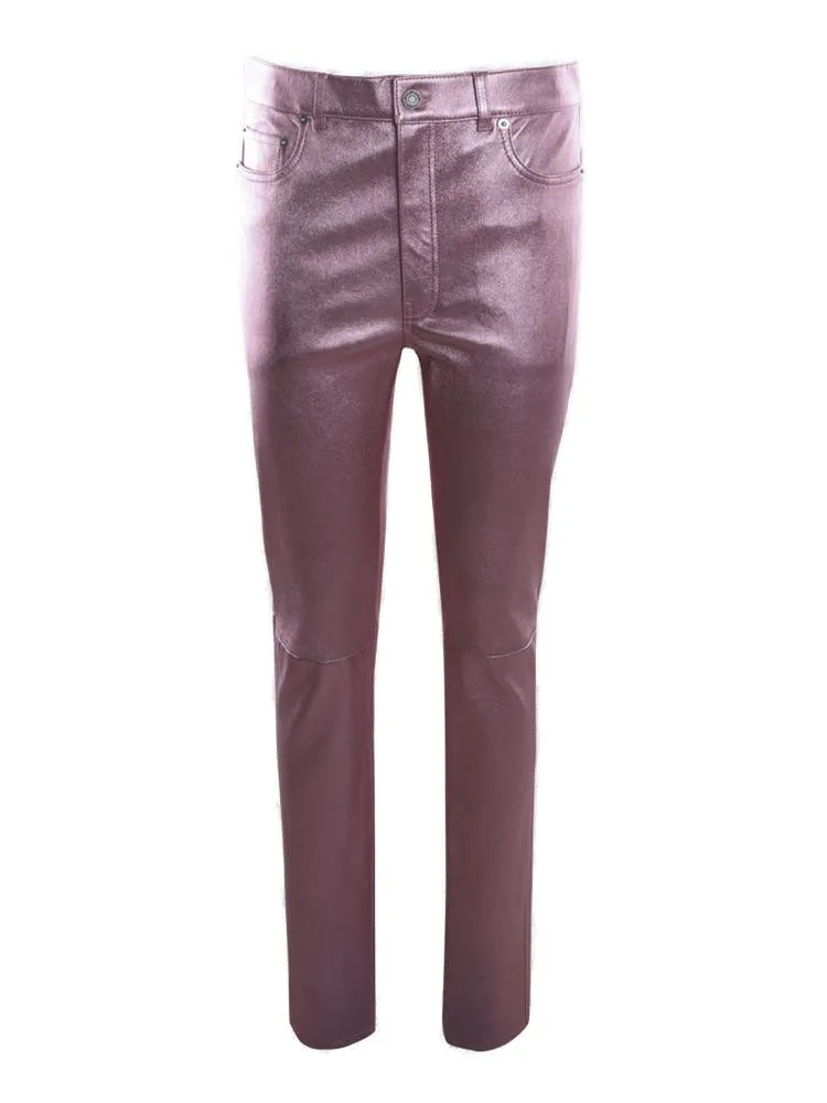 Saint Laurent High Waist Metallic-Finish Trousers