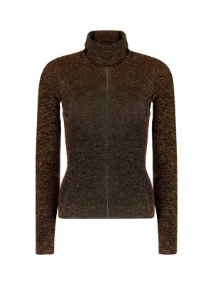 Saint Laurent Metallic Turtleneck Knitted Top