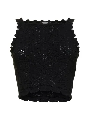 Saint Laurent Sleeveless Round-Neck Cropped Top