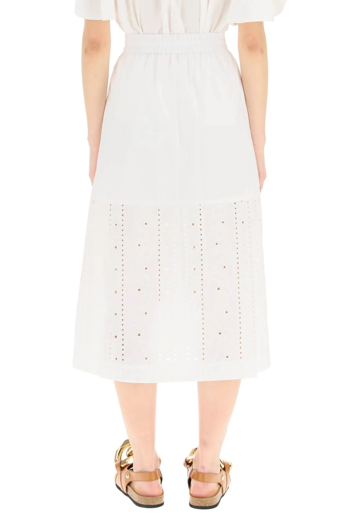 See By Chlo Embroidered A-Line Midi Skirt