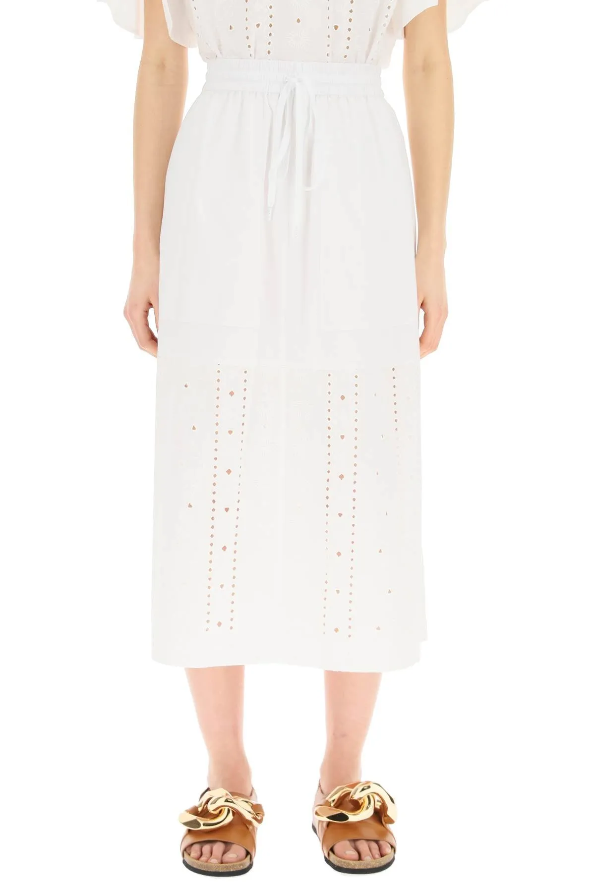 See By Chlo Embroidered A-Line Midi Skirt