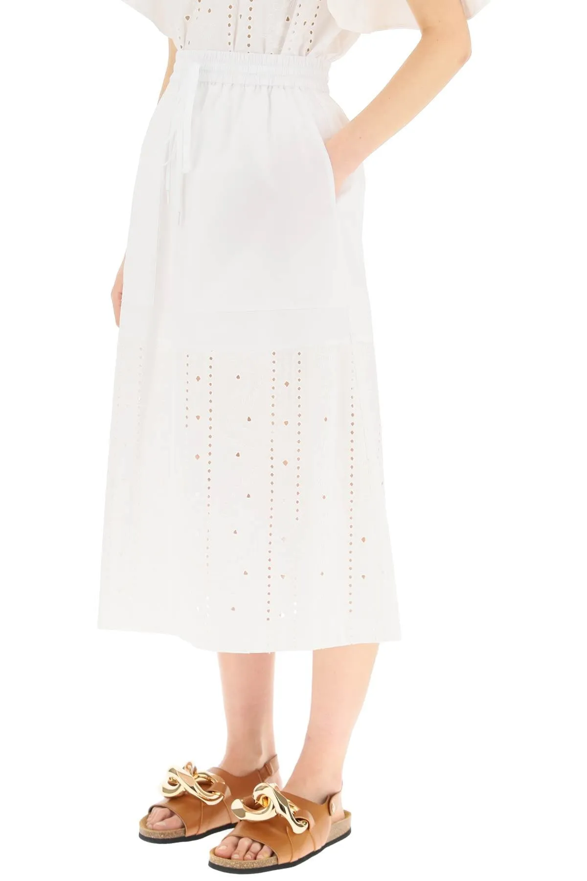 See By Chlo Embroidered A-Line Midi Skirt