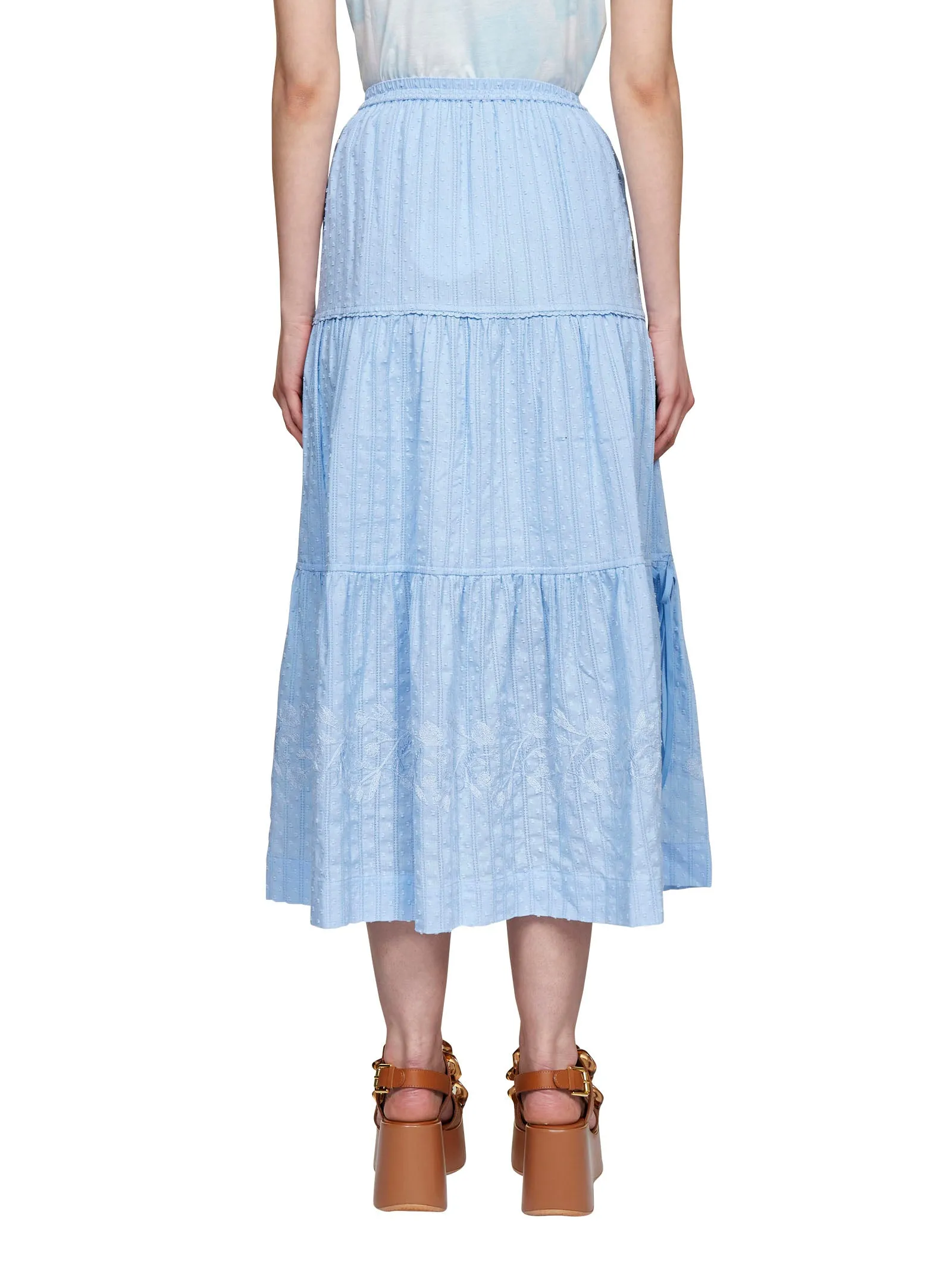 See By Chlo Floral Embroidered Midi Skirt