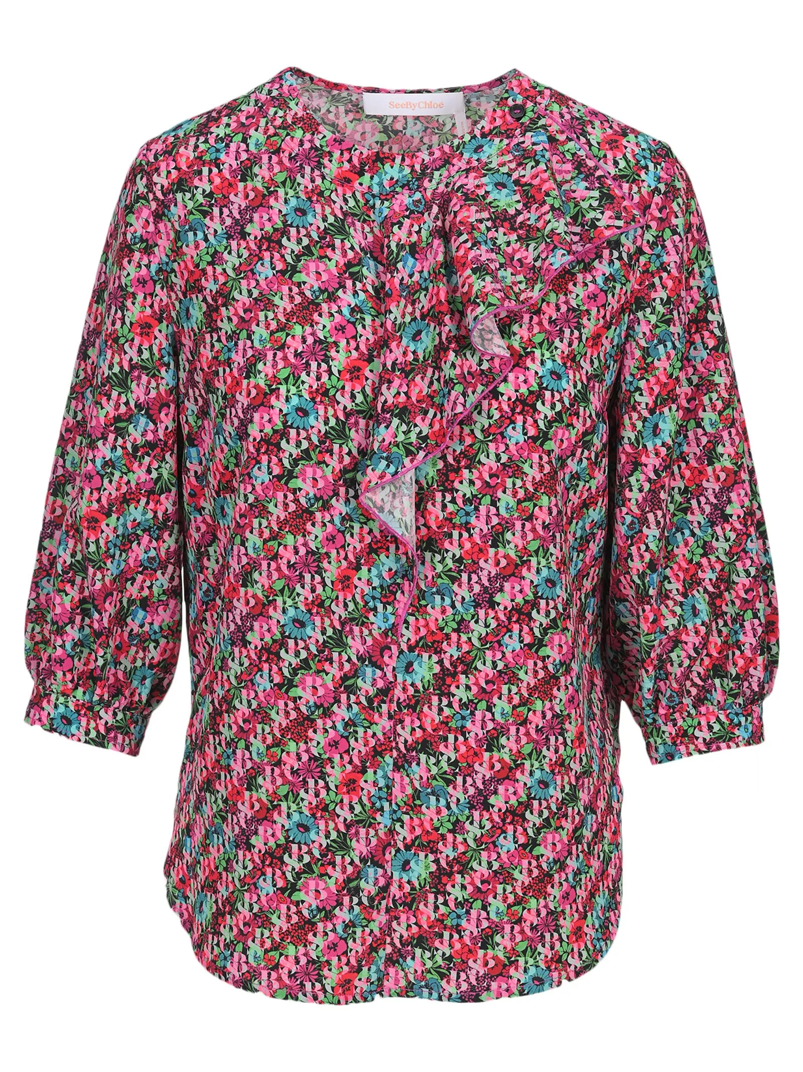See By Chlo Flouncy Floral Print Top