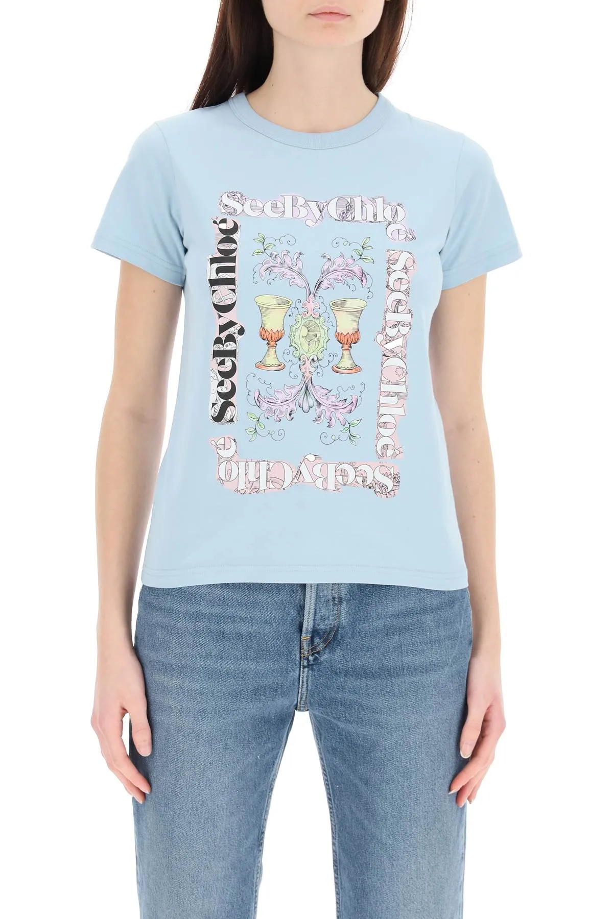 See By Chlo Logo Printed Crewneck T-Shirt