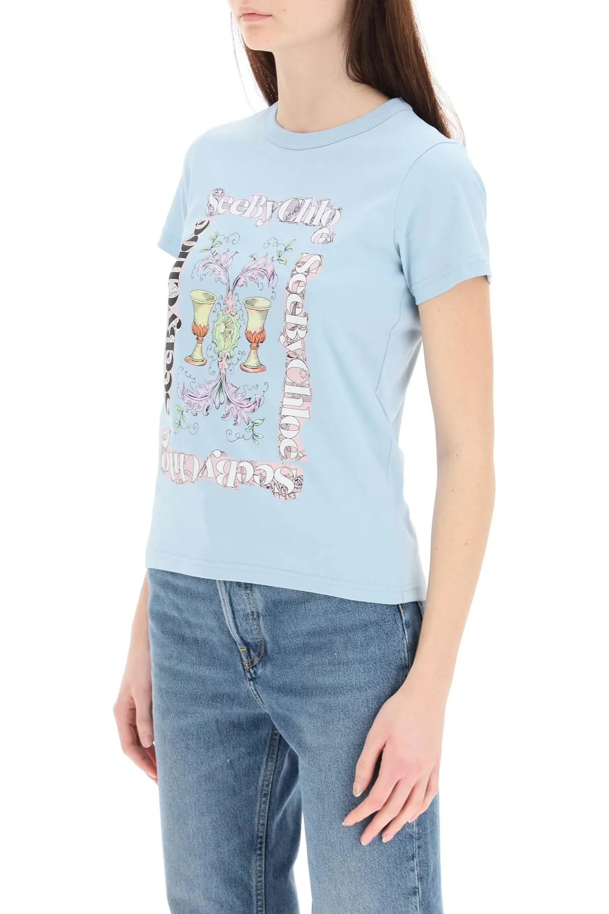 See By Chlo Logo Printed Crewneck T-Shirt