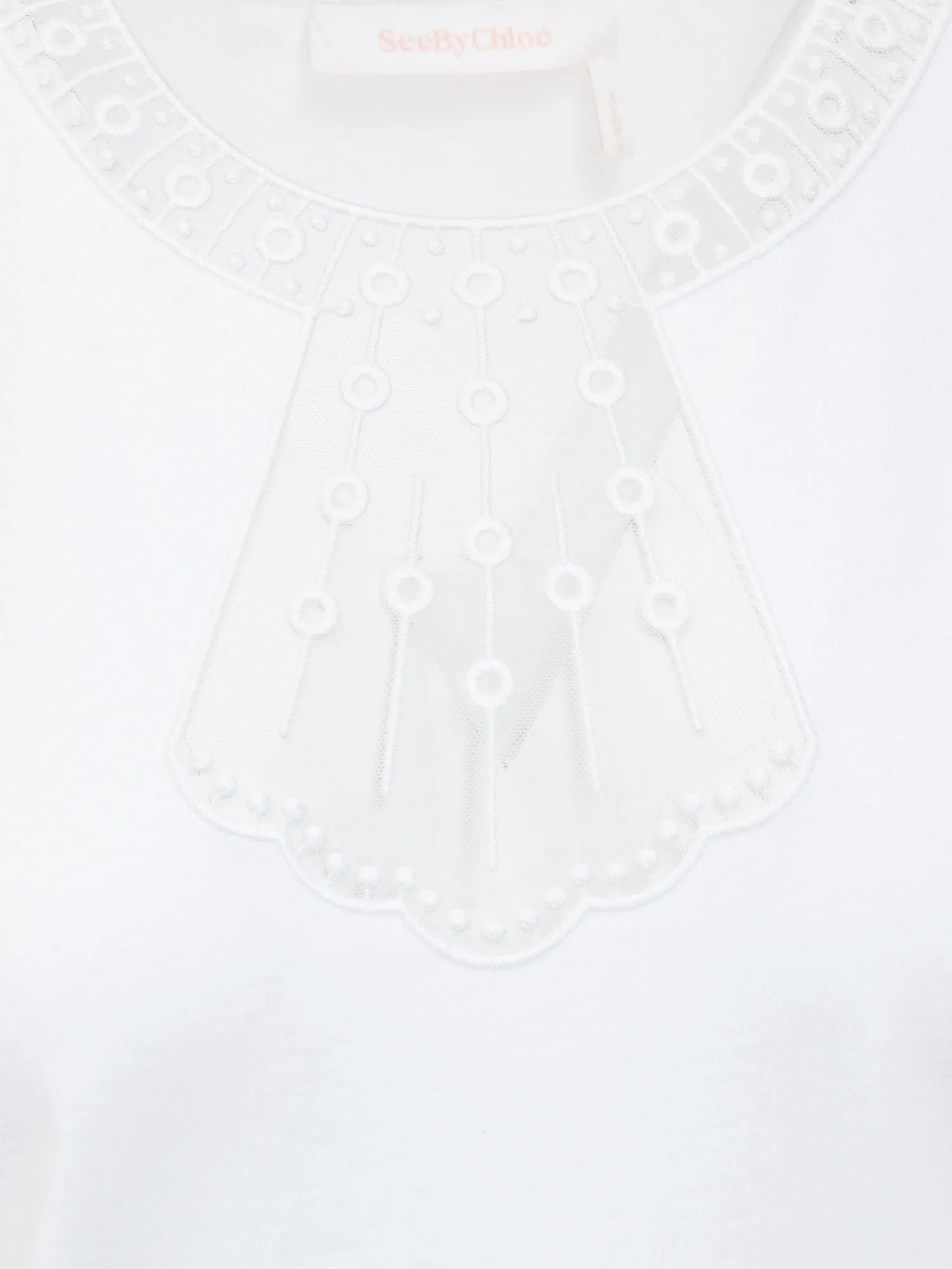 See By Chlo Sheer Panelled Embroidered Crewneck Top