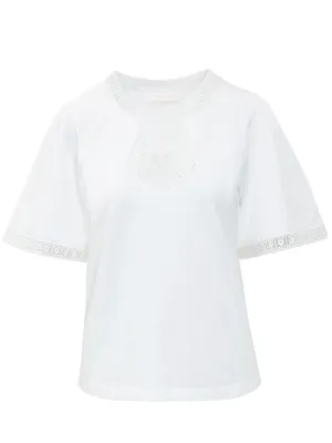 See By Chlo Sheer Panelled Embroidered Crewneck Top
