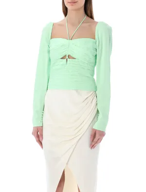 Self-Portrait Cut-Out Halter Neck Ruched Top