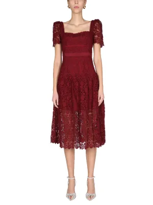 Self-Portrait Floral Lace Square Neck Midi Dress