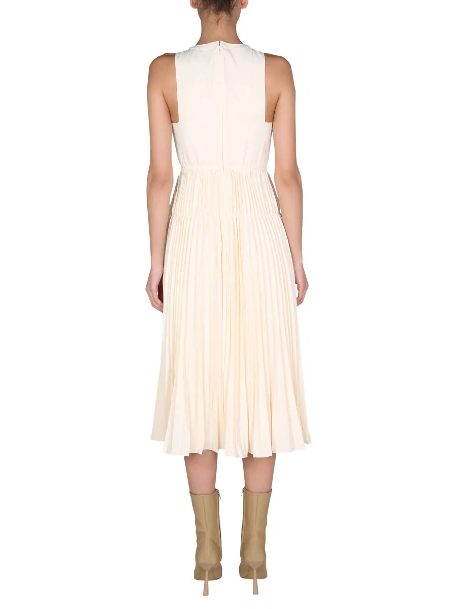 Self-Portrait Pleated Sleeveless Midi Dress