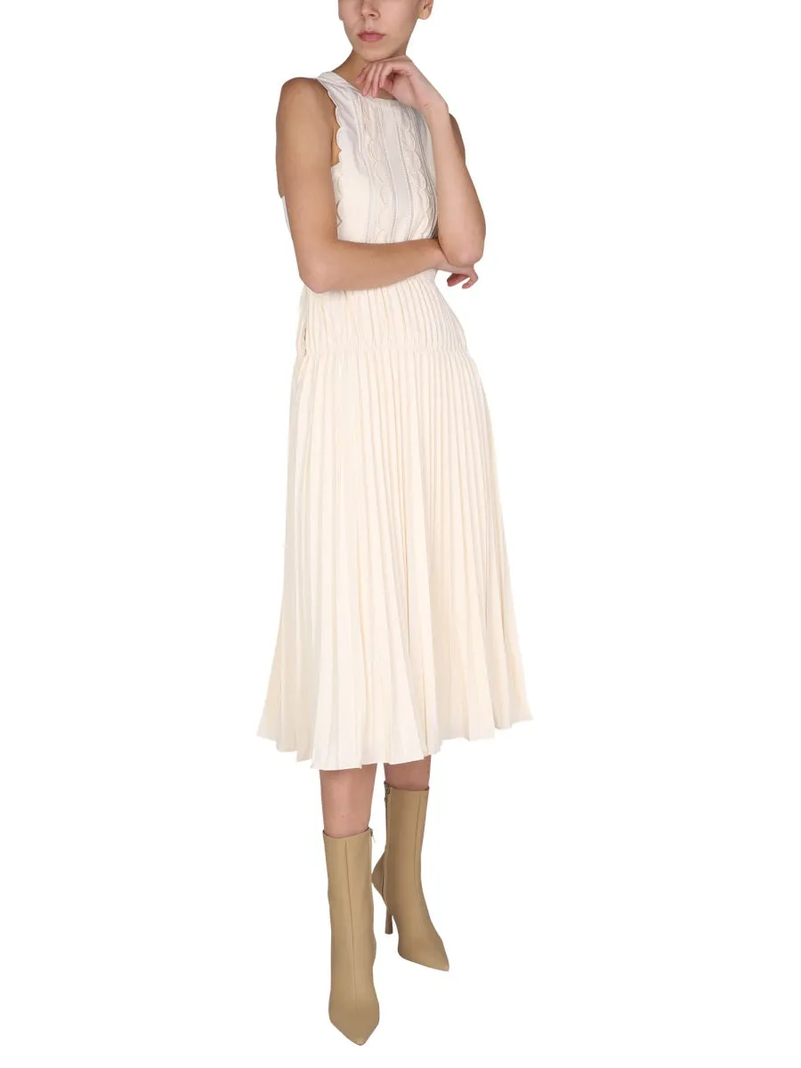 Self-Portrait Pleated Sleeveless Midi Dress