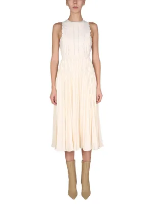 Self-Portrait Pleated Sleeveless Midi Dress