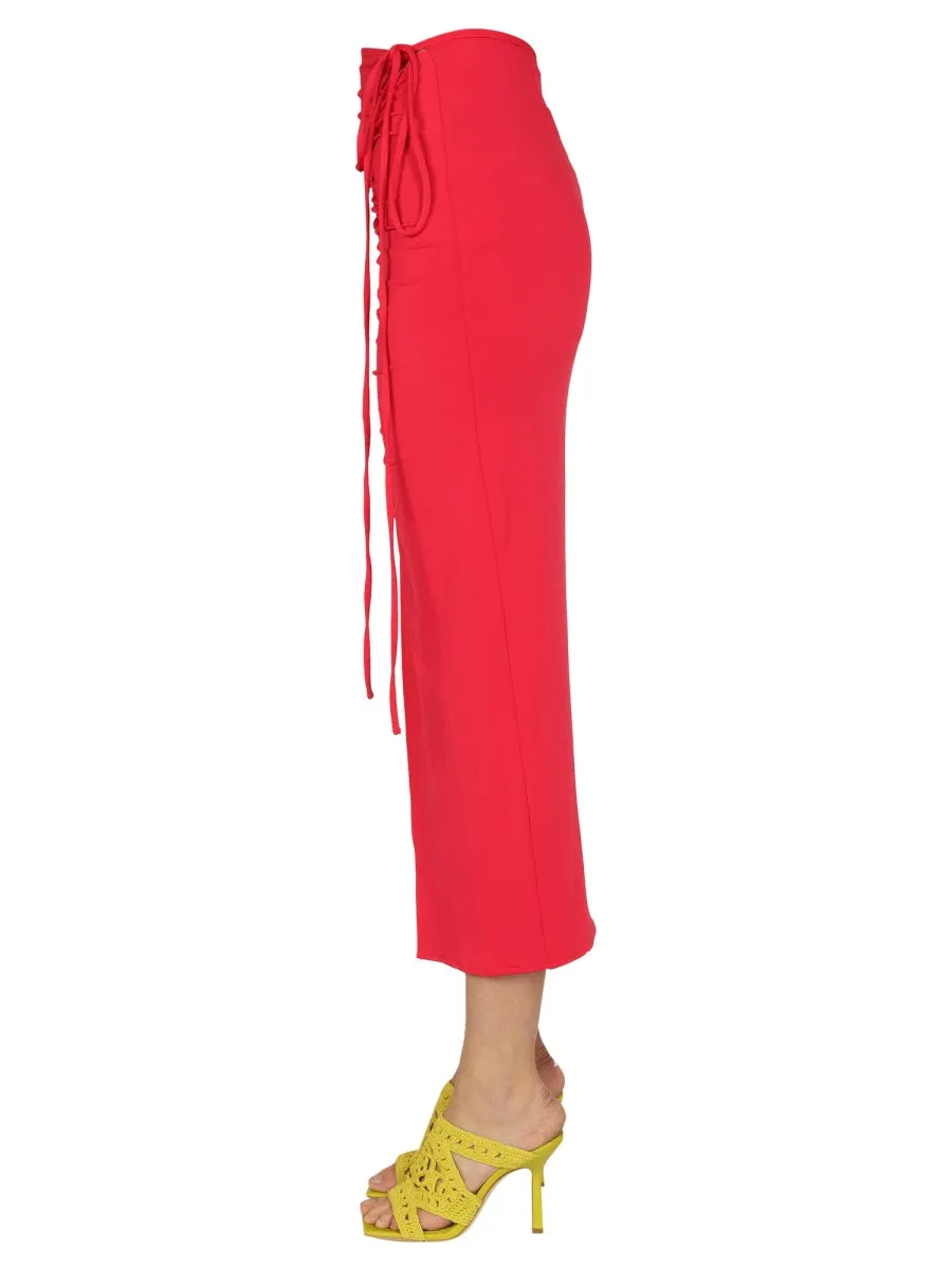 Self-Portrait Ruched Drawstring Midi Skirt