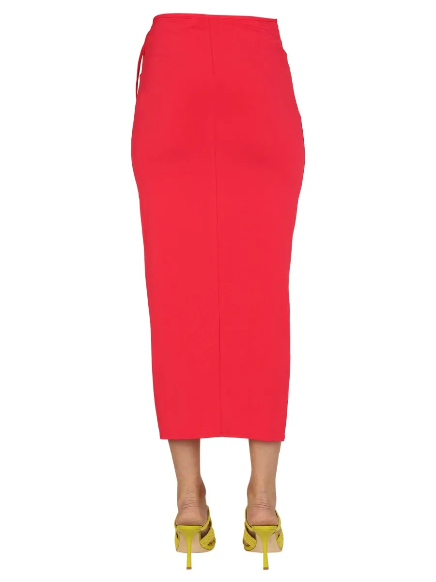 Self-Portrait Ruched Drawstring Midi Skirt