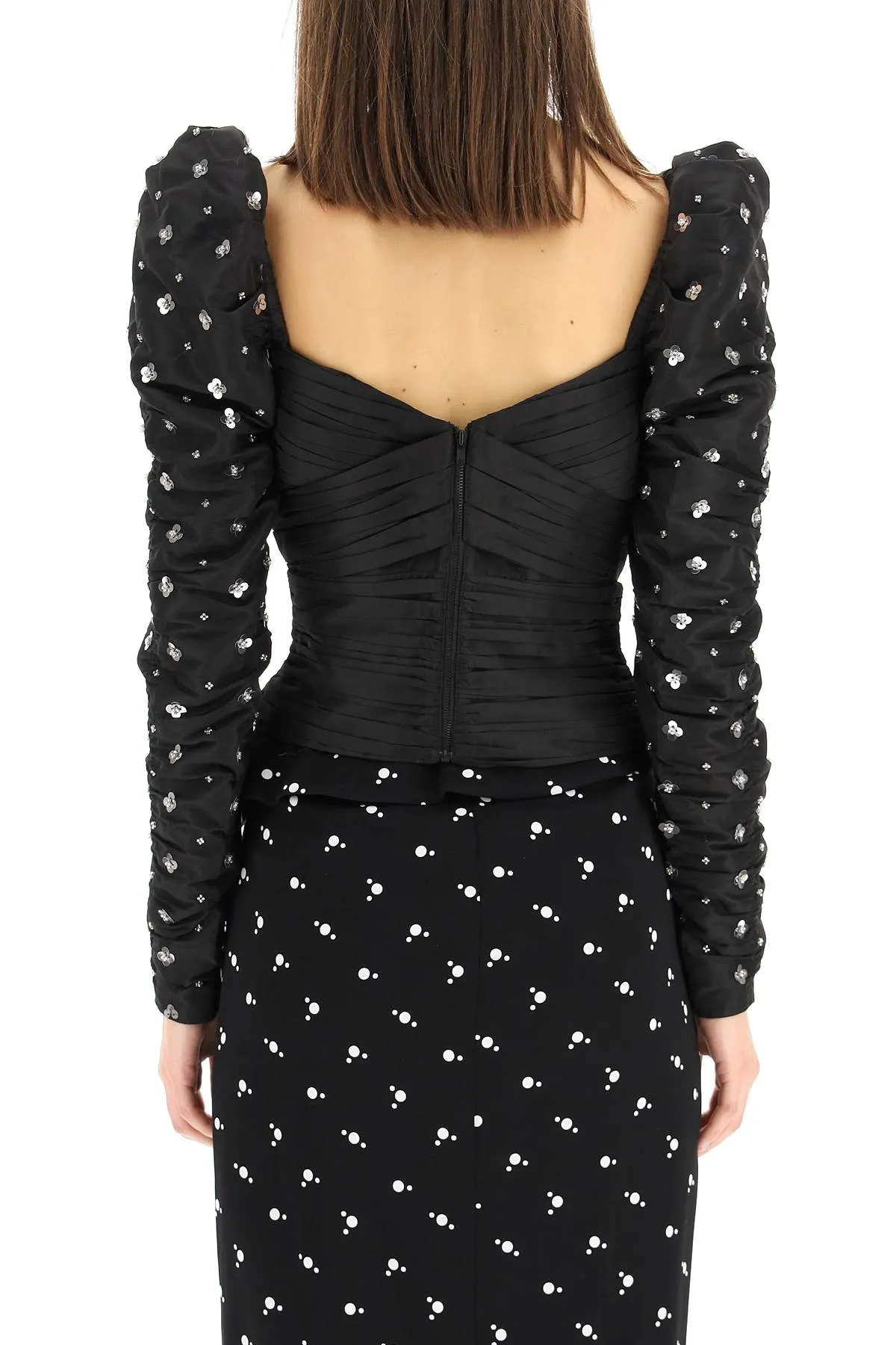 Self-Portrait Sequin Embellished Ruched Top