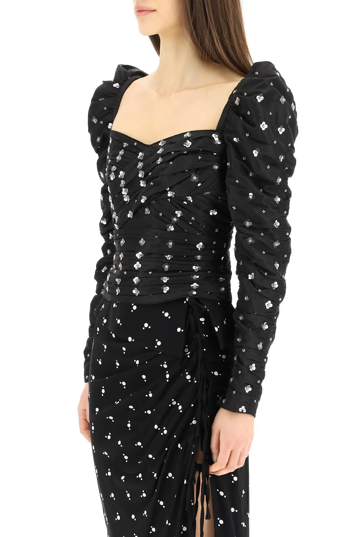 Self-Portrait Sequin Embellished Ruched Top