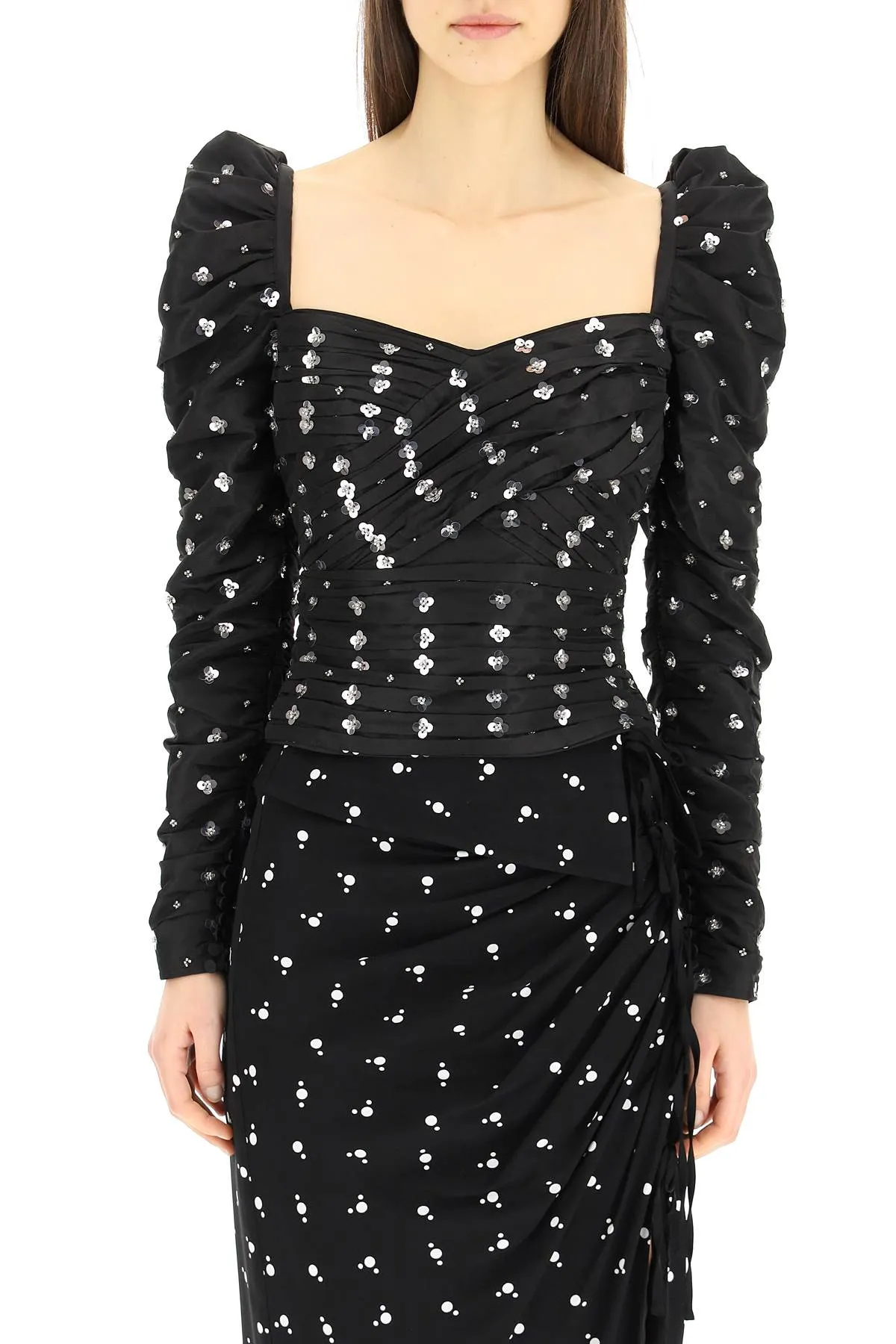 Self-Portrait Sequin Embellished Ruched Top