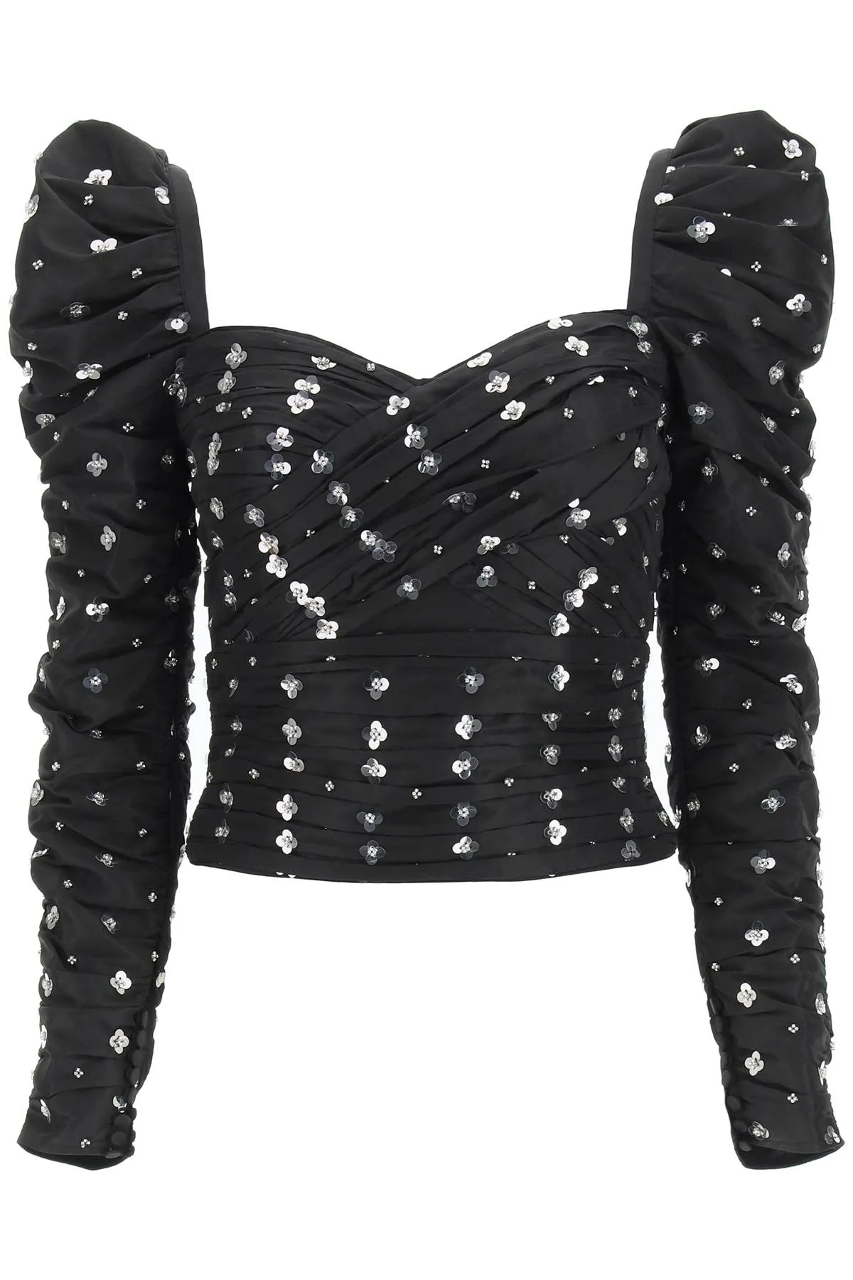 Self-Portrait Sequin Embellished Ruched Top