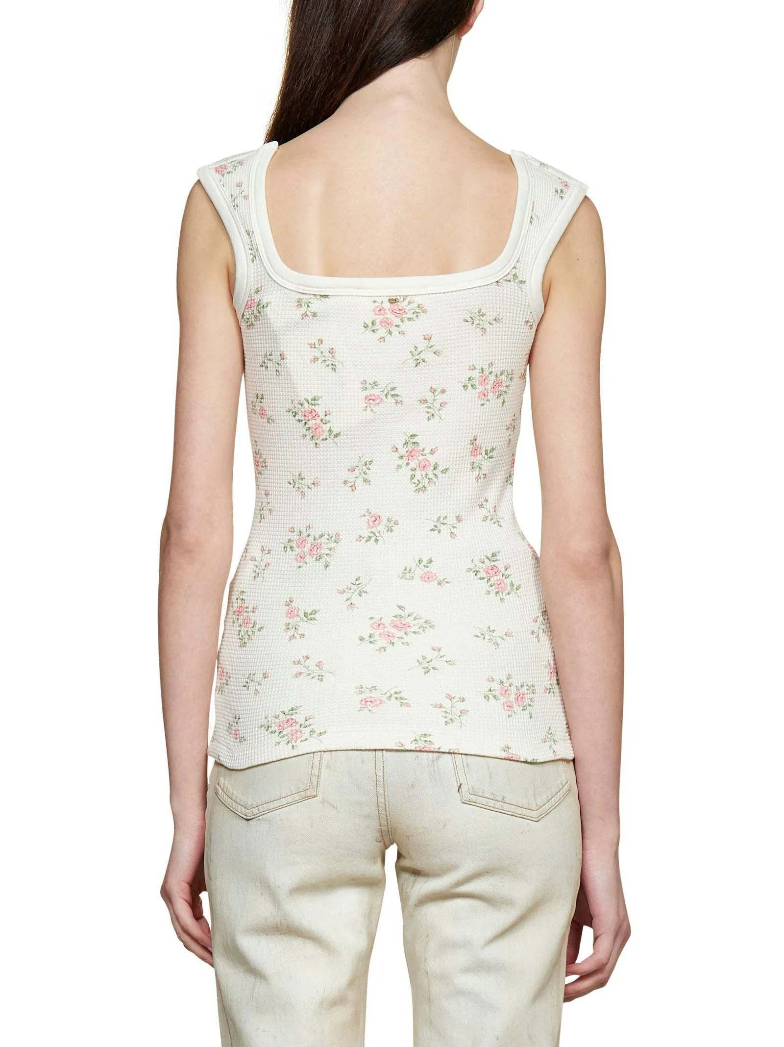 Sportmax Allover Floral Detailed Ribbed Tank Top