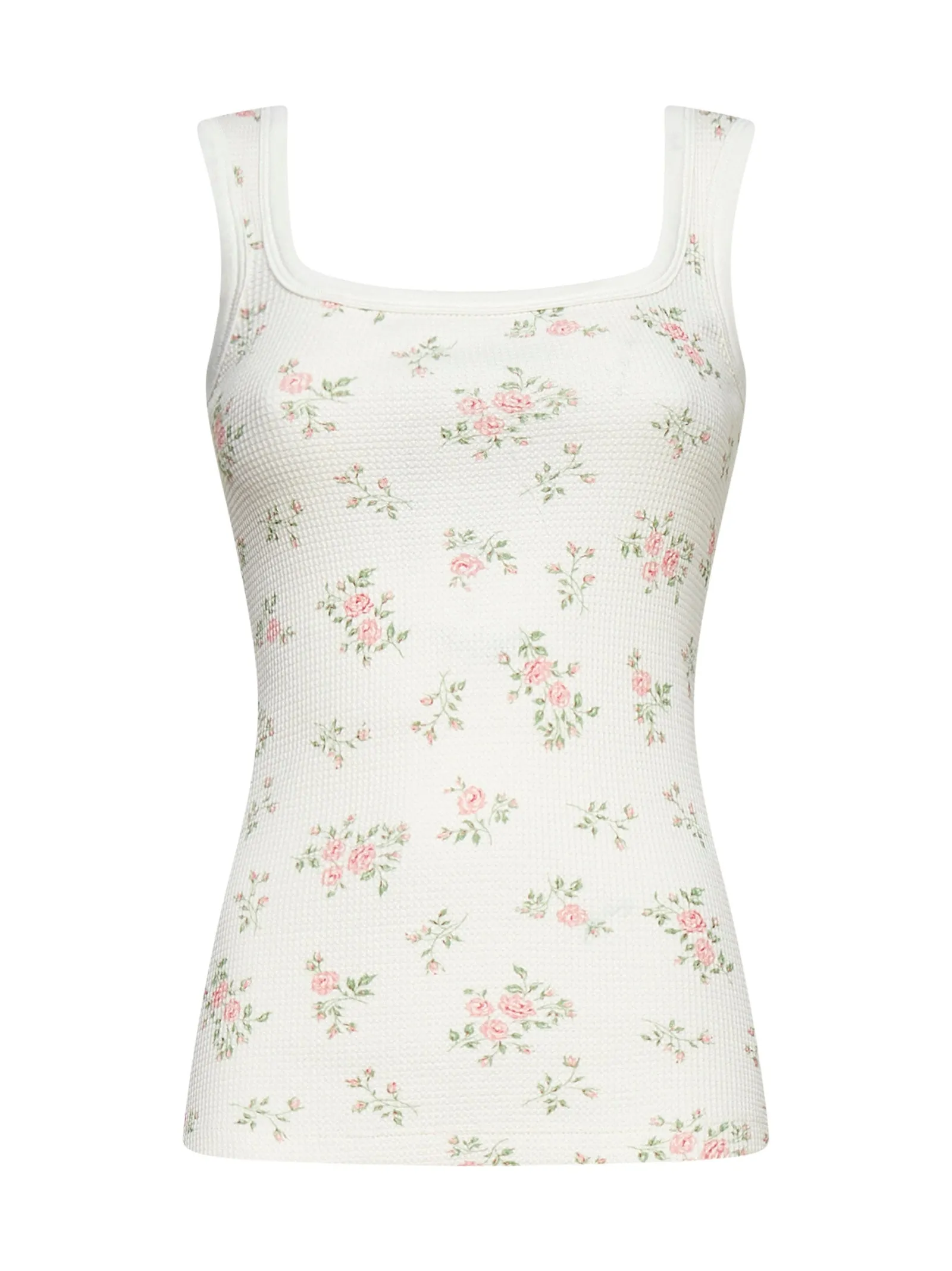 Sportmax Allover Floral Detailed Ribbed Tank Top