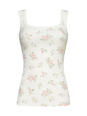 Sportmax Allover Floral Detailed Ribbed Tank Top