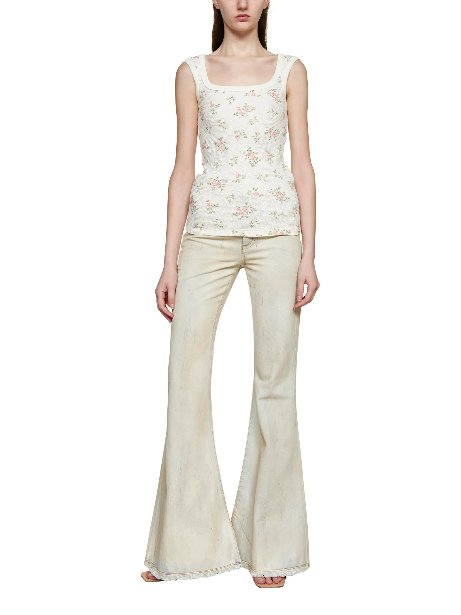 Sportmax Allover Floral Detailed Ribbed Tank Top