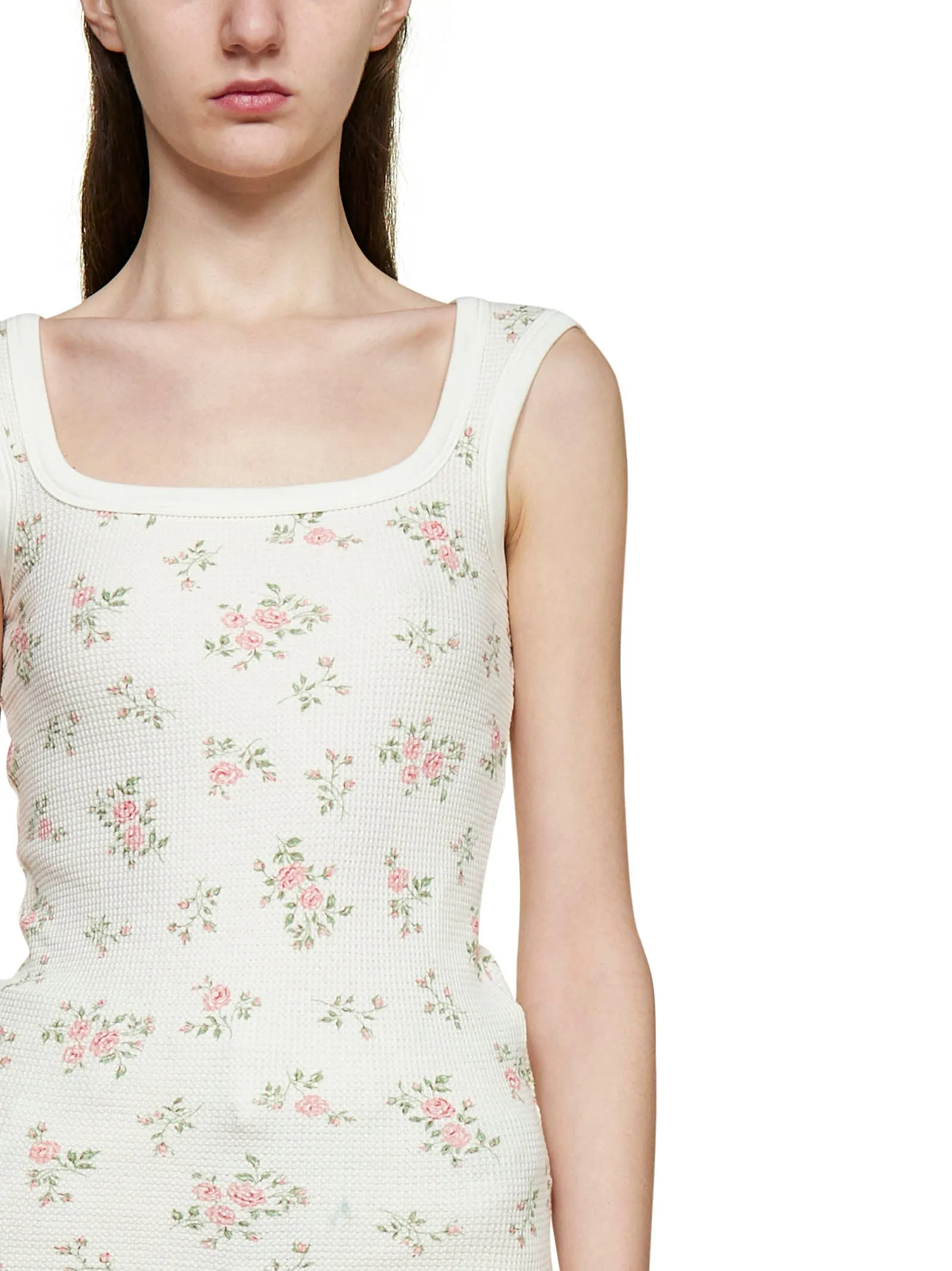 Sportmax Allover Floral Detailed Ribbed Tank Top