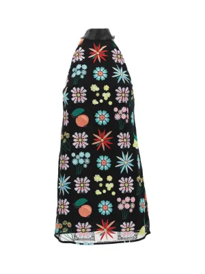 Staud Sicily Floral Embroidered Sleevelss Dress