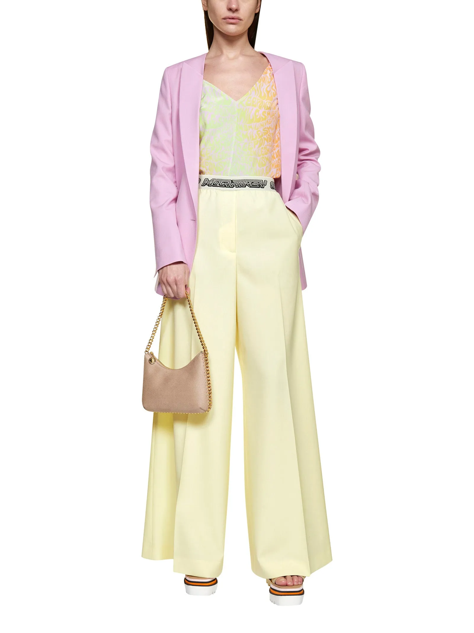 Stella McCartney Logo Tape Wide-Leg Trousers