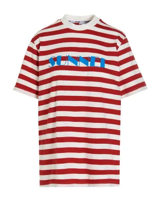 Sunnei Stripe-Printed Crewneck T-Shirt